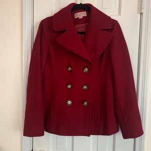 Michael Kors Red Wool Pea Coat - Size Medium